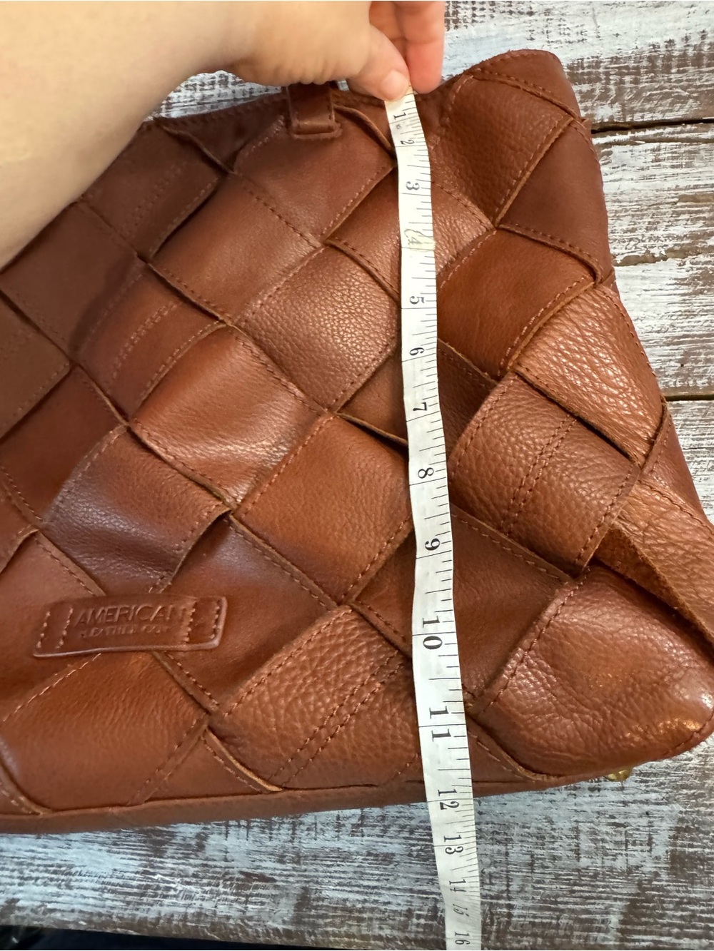 Woven Leather Shoulder Tote in Brown - Picture 8 of 10